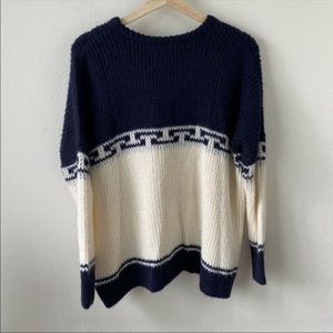 The Great. Blue White Alpaca Blend Nordic Sweater